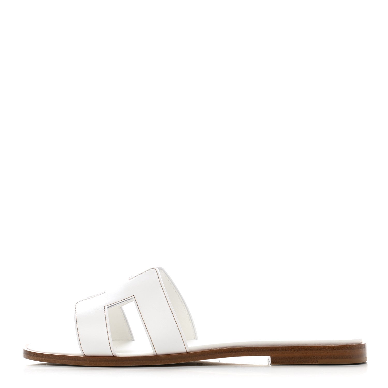 Hermes Box Calfskin Oran Sandals 37.5 White 1 of 8