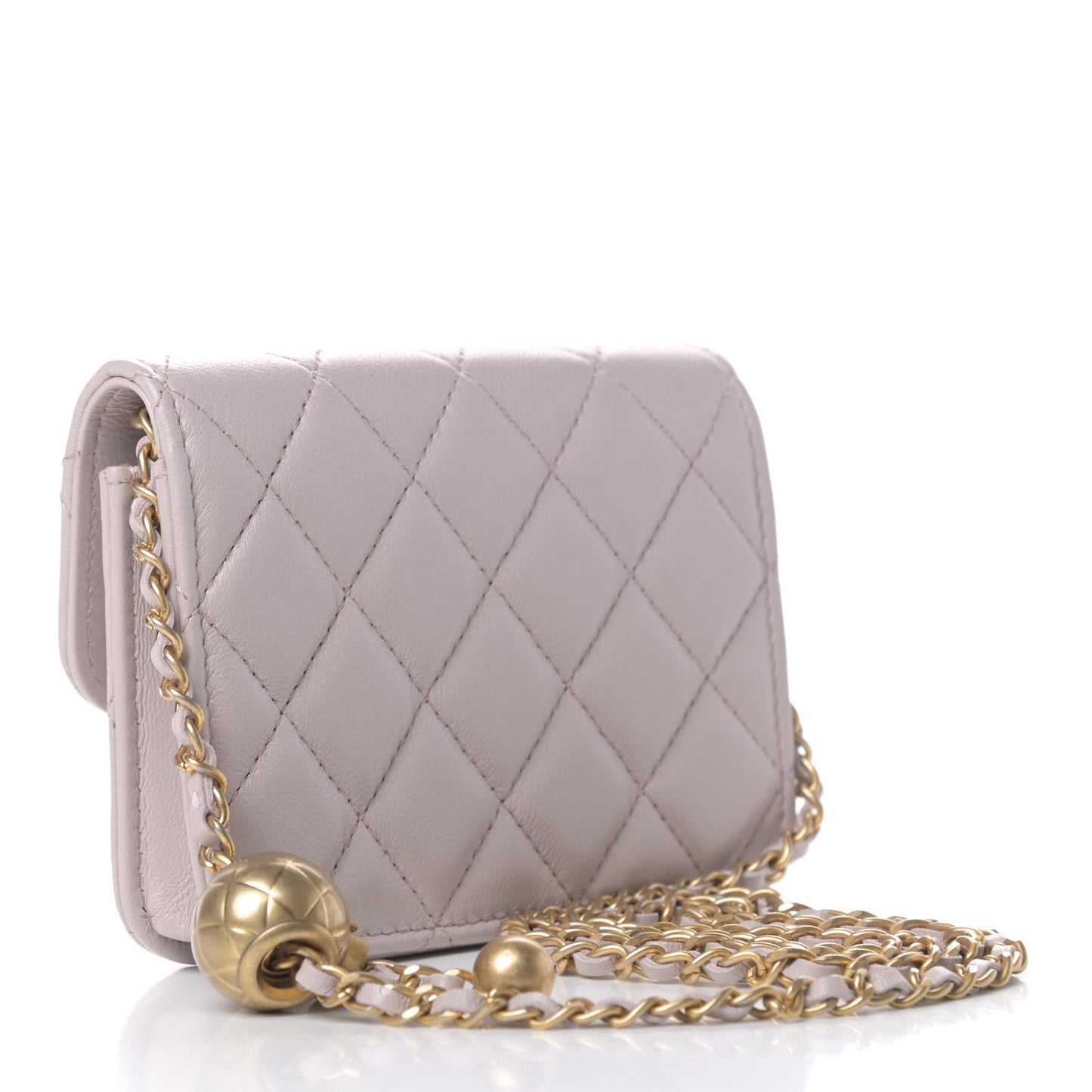 Lambskin Quilted Pearl Crush Clutch With Chain Light Purple