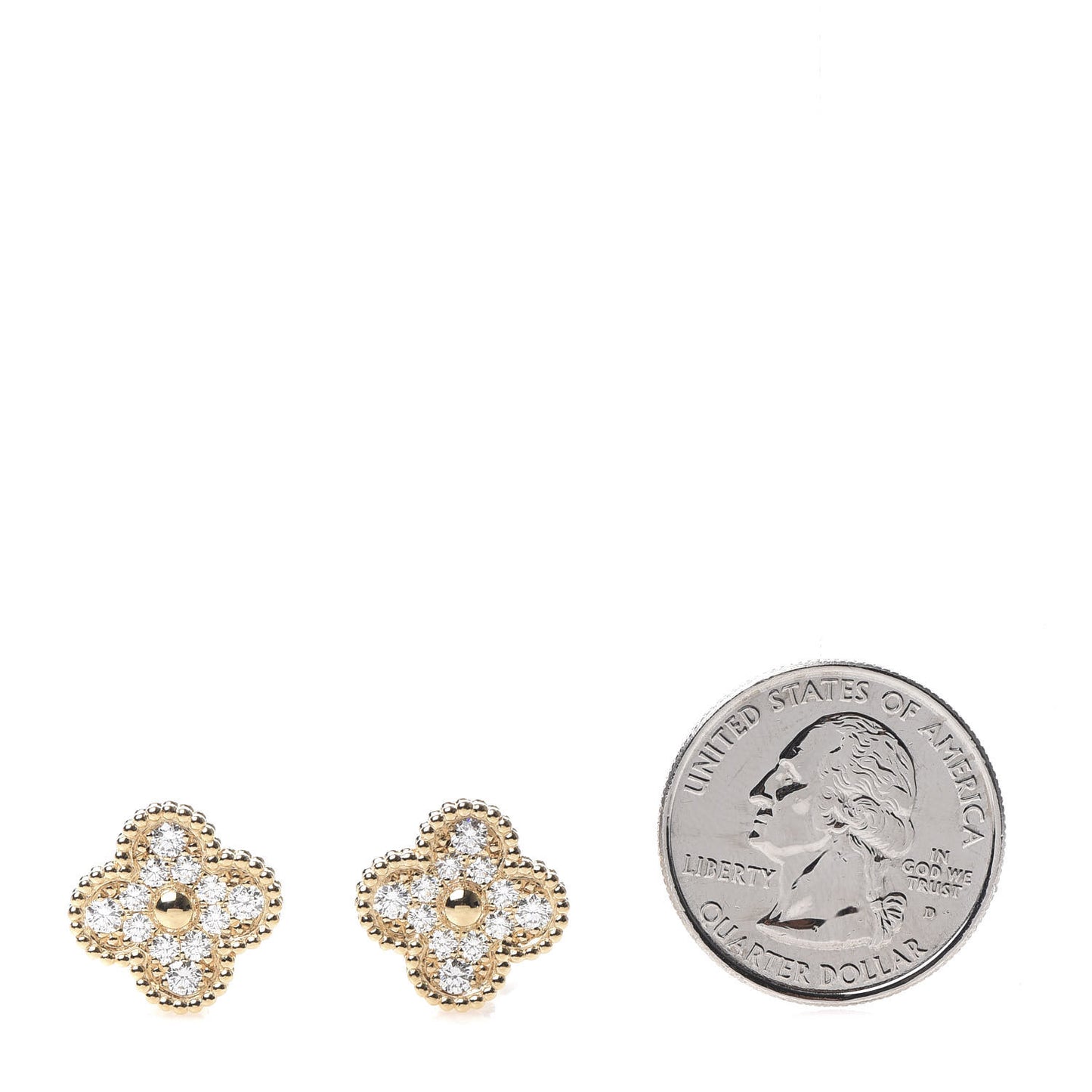 18K Yellow Gold Diamond Vintage Alhambra Earrings