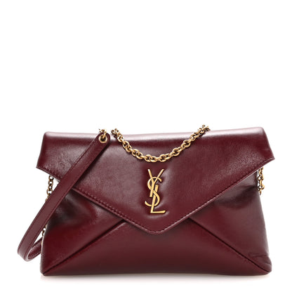 Saint Laurent Lambskin Small Cassandre Envelope Pouch Dark Ruby 1 of 9