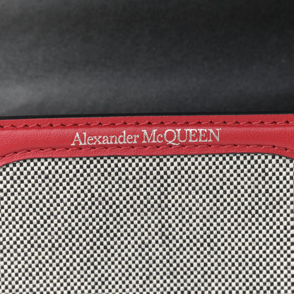 Alexander McQueen Soft Calfskin Woven Jeweled Knuckle Satchel Red Black 6 of 9