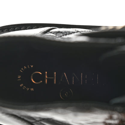 Chanel Shiny Lambskin Quilted Lace Up Combat Boots 40 Black 8 of 10