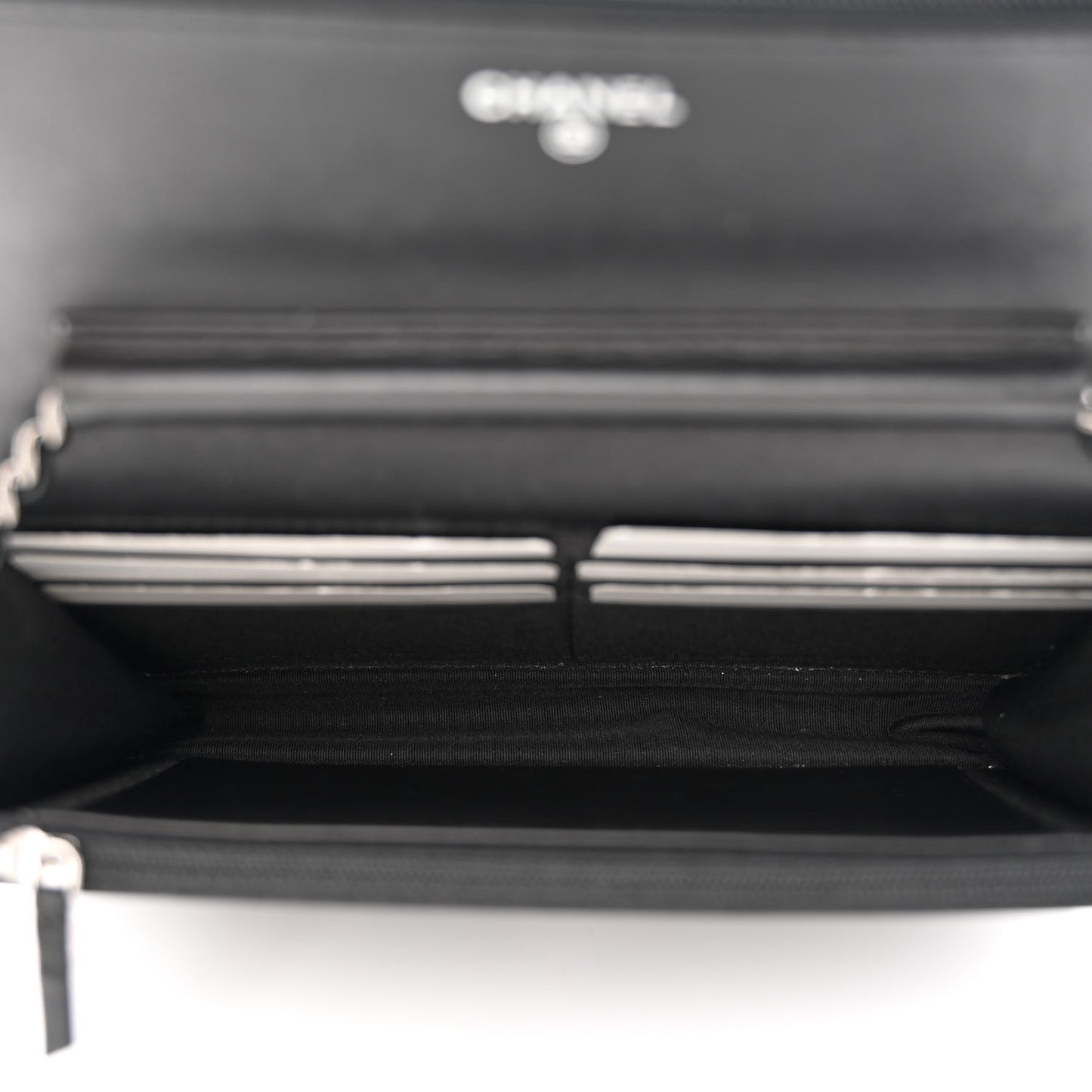 Calfskin Chevron Quilted Boy Wallet On Chain WOC Black