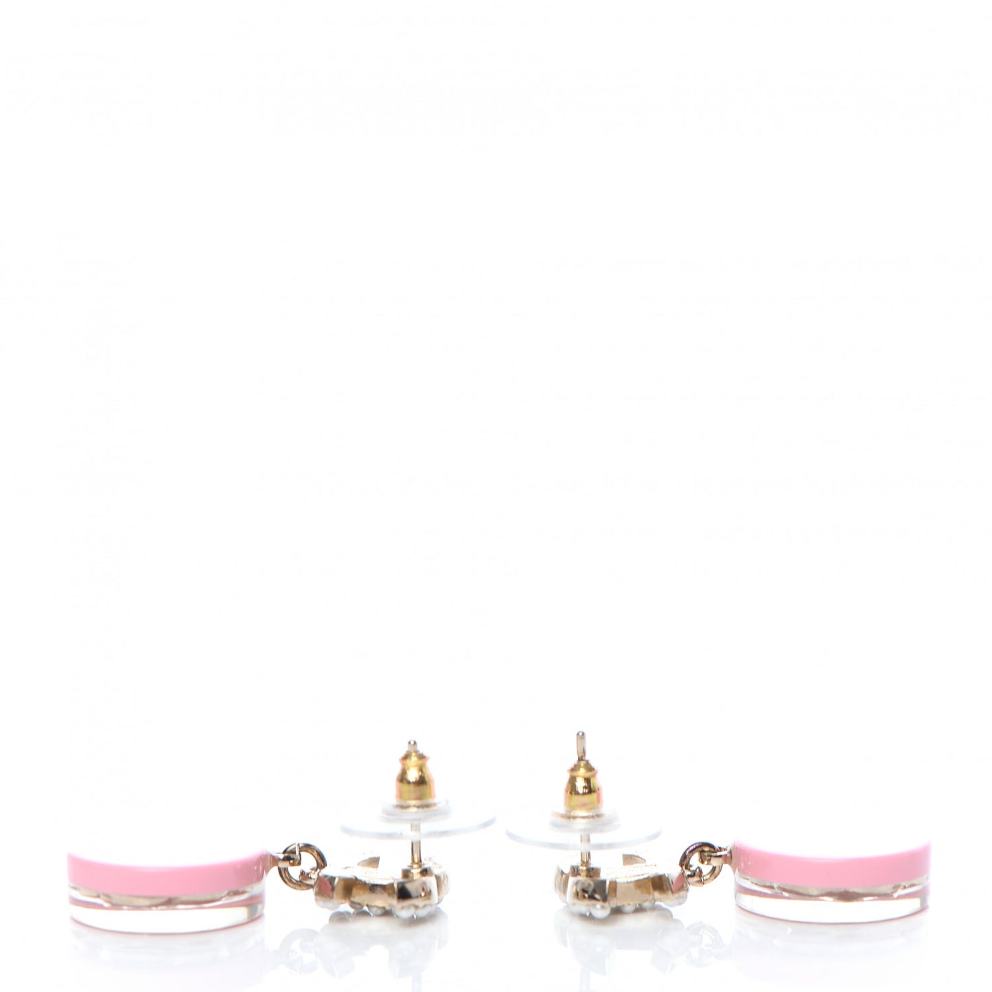 Resin Enamel Pearl CC Flower Drop Earrings Pink