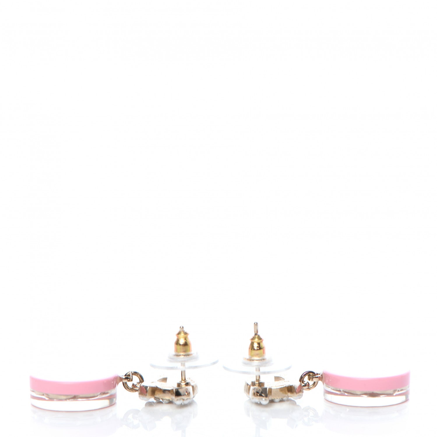 Chanel Resin Enamel Pearl CC Flower Drop Earrings Pink 3 of 5
