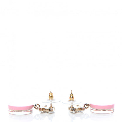Chanel Resin Enamel Pearl CC Flower Drop Earrings Pink 3 of 5