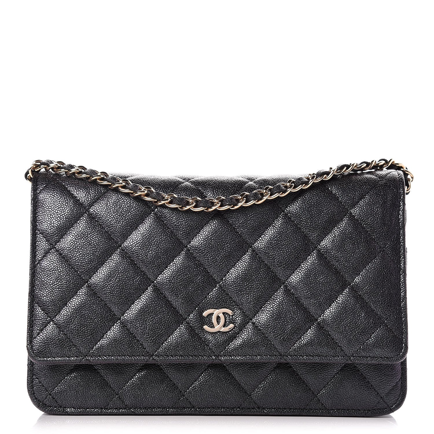 Chanel Iridescent Caviar Quilted Wallet On Chain WOC Black 1 of 11