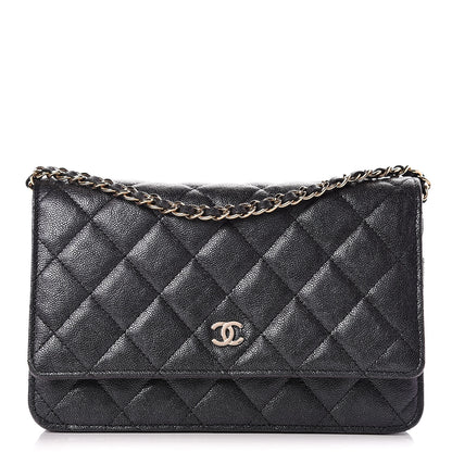 Chanel Iridescent Caviar Quilted Wallet On Chain WOC Black 1 of 11
