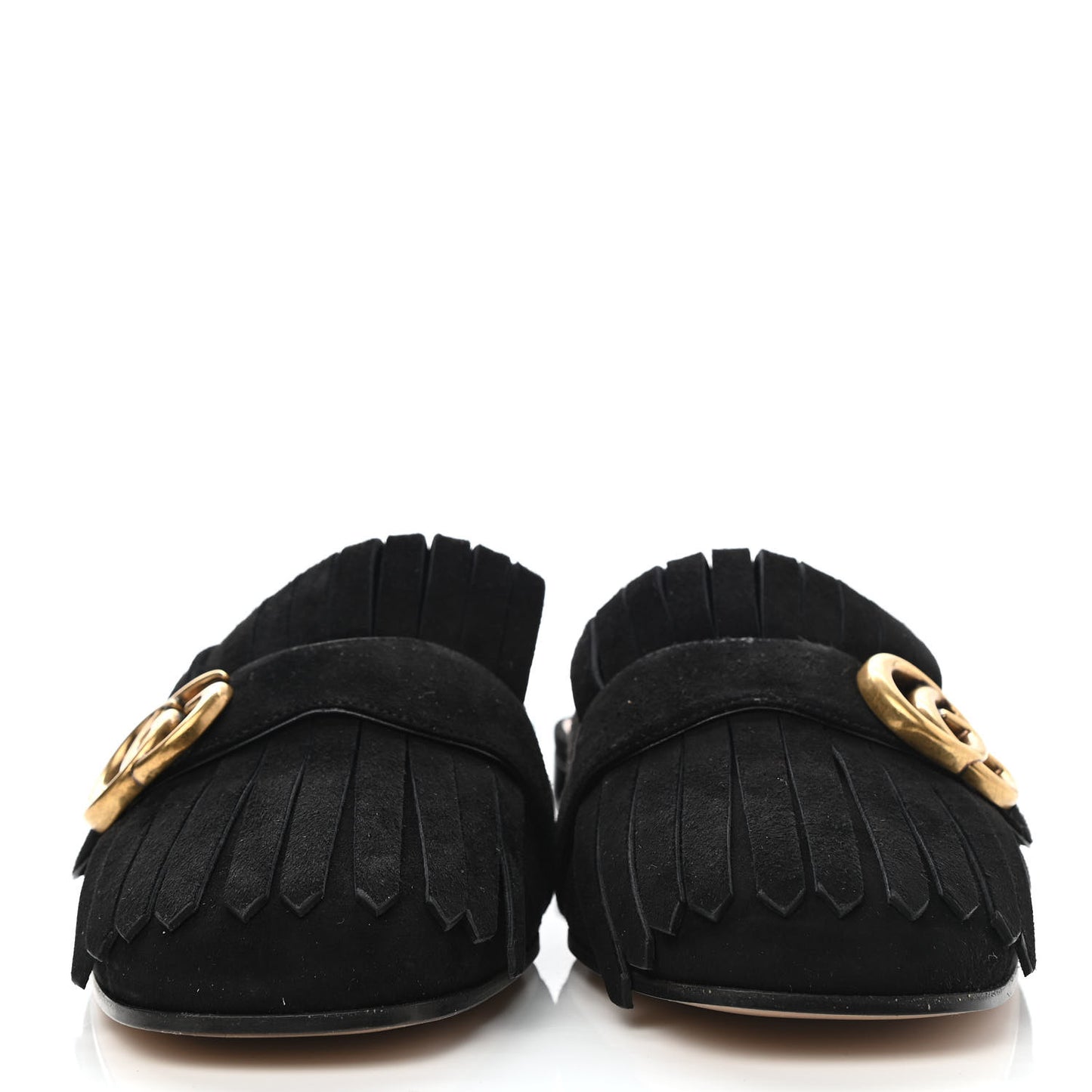 Kid Scamosciato GG Marmont Fringe Slippers 39 Black