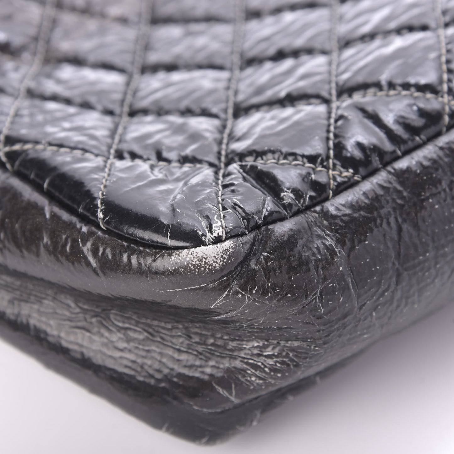Vinyl Quilted Jumbo Melrose Degrade Flap Black