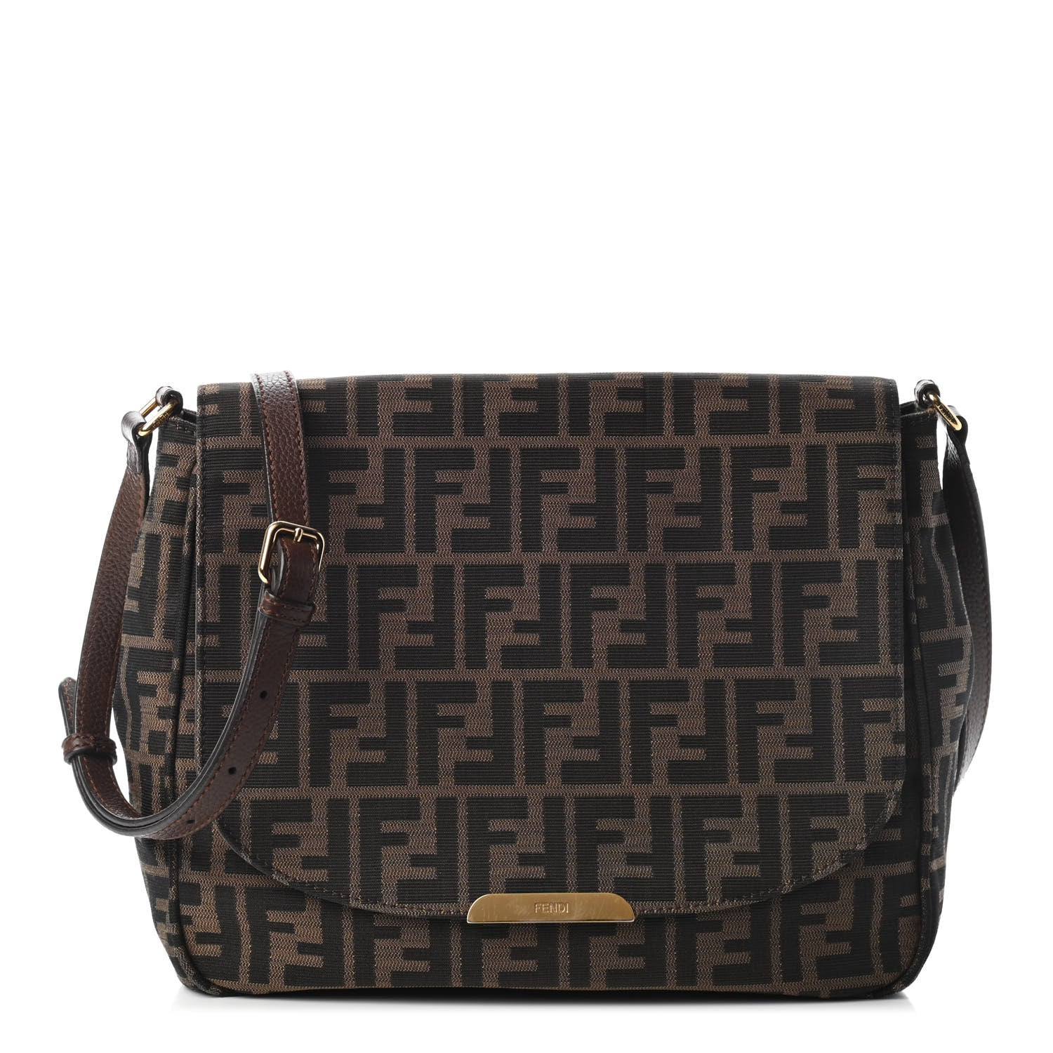 Fendi Zucca Vitello Artic Messenger Bag Tobacco Castagna 1 of 9