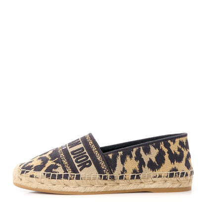 Christian Dior Cotton Embroidered Leopard Print Granville Espadrille 35 Natural 1 of 9