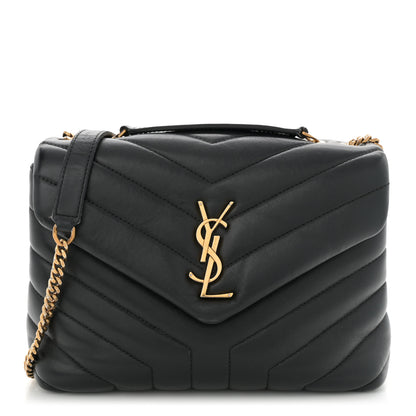 Saint Laurent Calfskin Y Quilted Monogram Small Loulou Chain Satchel Black 1 of 13