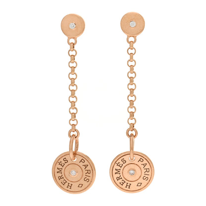 Hermes 18K Rose Gold Diamond Gambade Clou de Selle Earrings 1 of 4