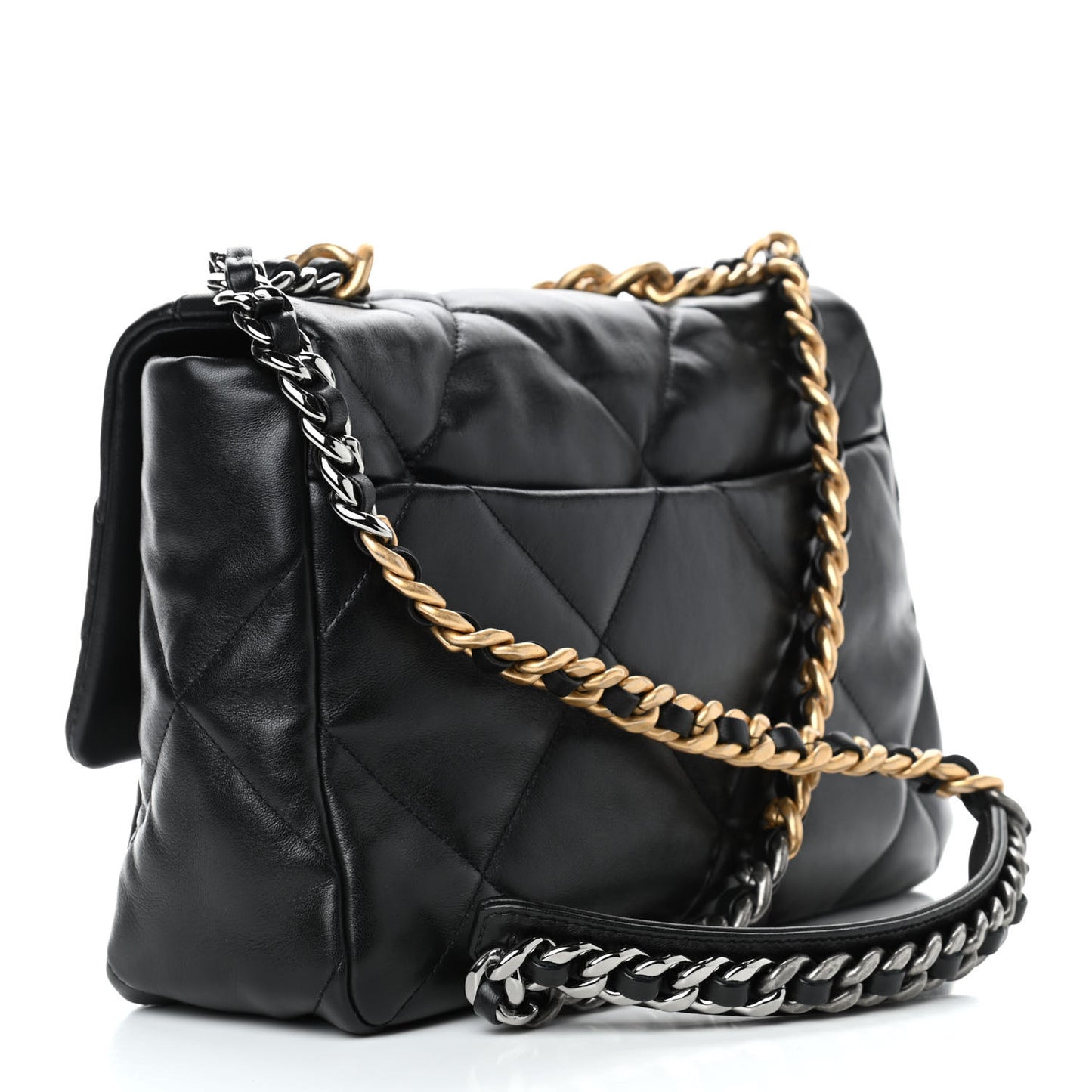 Lambskin Quilted Large Chanel 19 Flap Black
