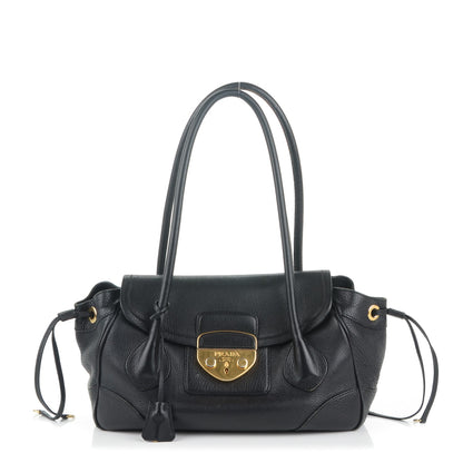 Prada Vitello Daino Pushlock Shoulder Bag Black 1 of 10