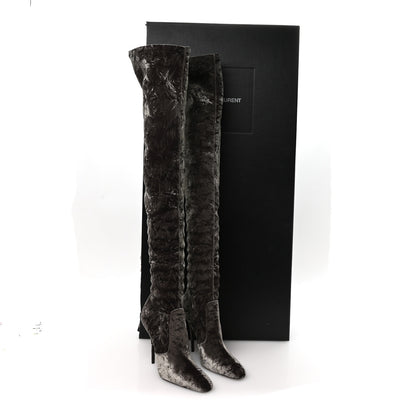 Saint Laurent Velvet Ella Knee High Boots 39.5 Bella Green 8 of 8