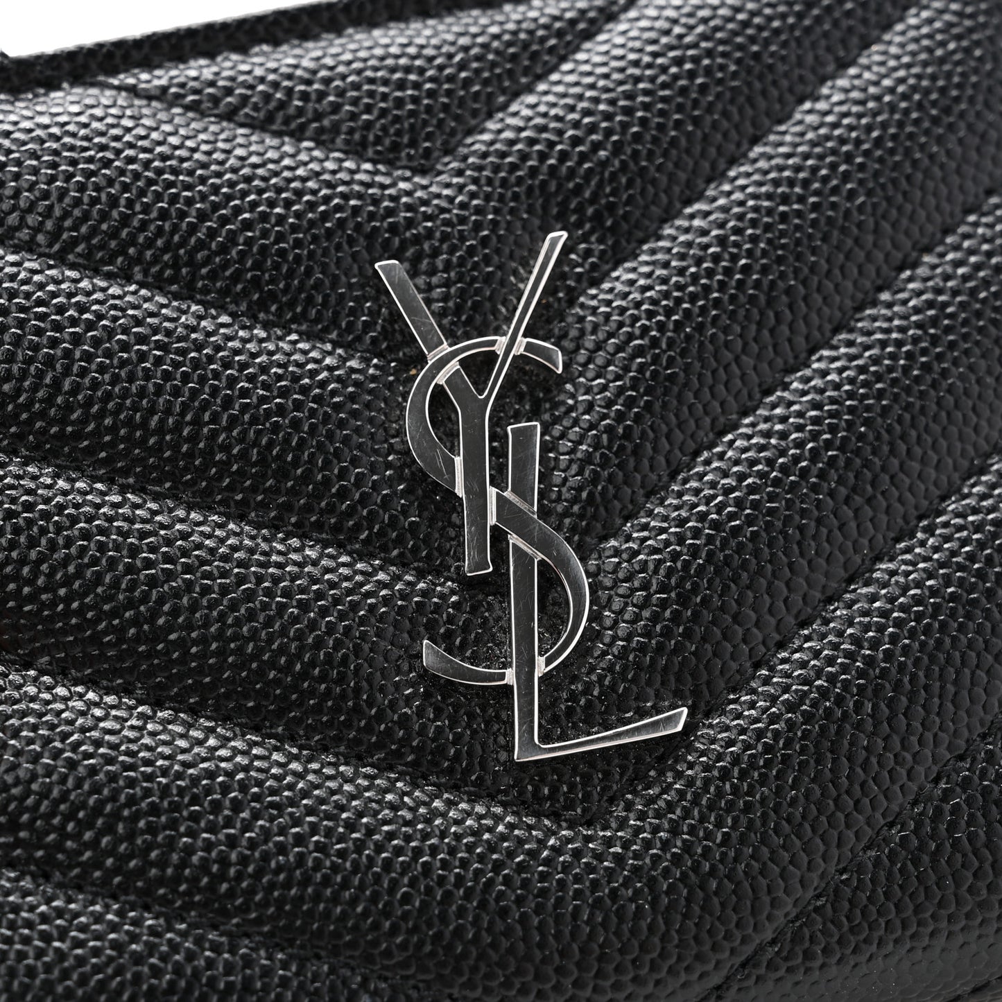 Grain De Poudre Matelasse Chevron Monogram Zipped Card Case Black