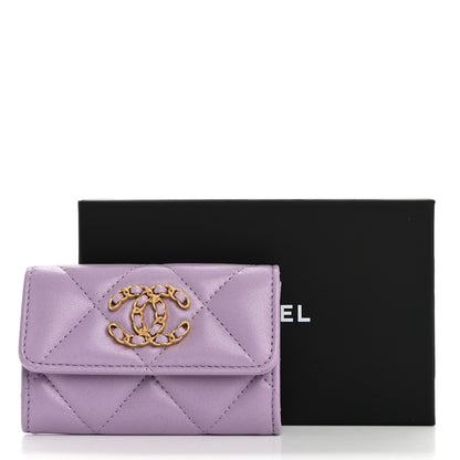 Chanel Lambskin Quilted Chanel 19 Flap Card Holder Light Purple 9 of 9