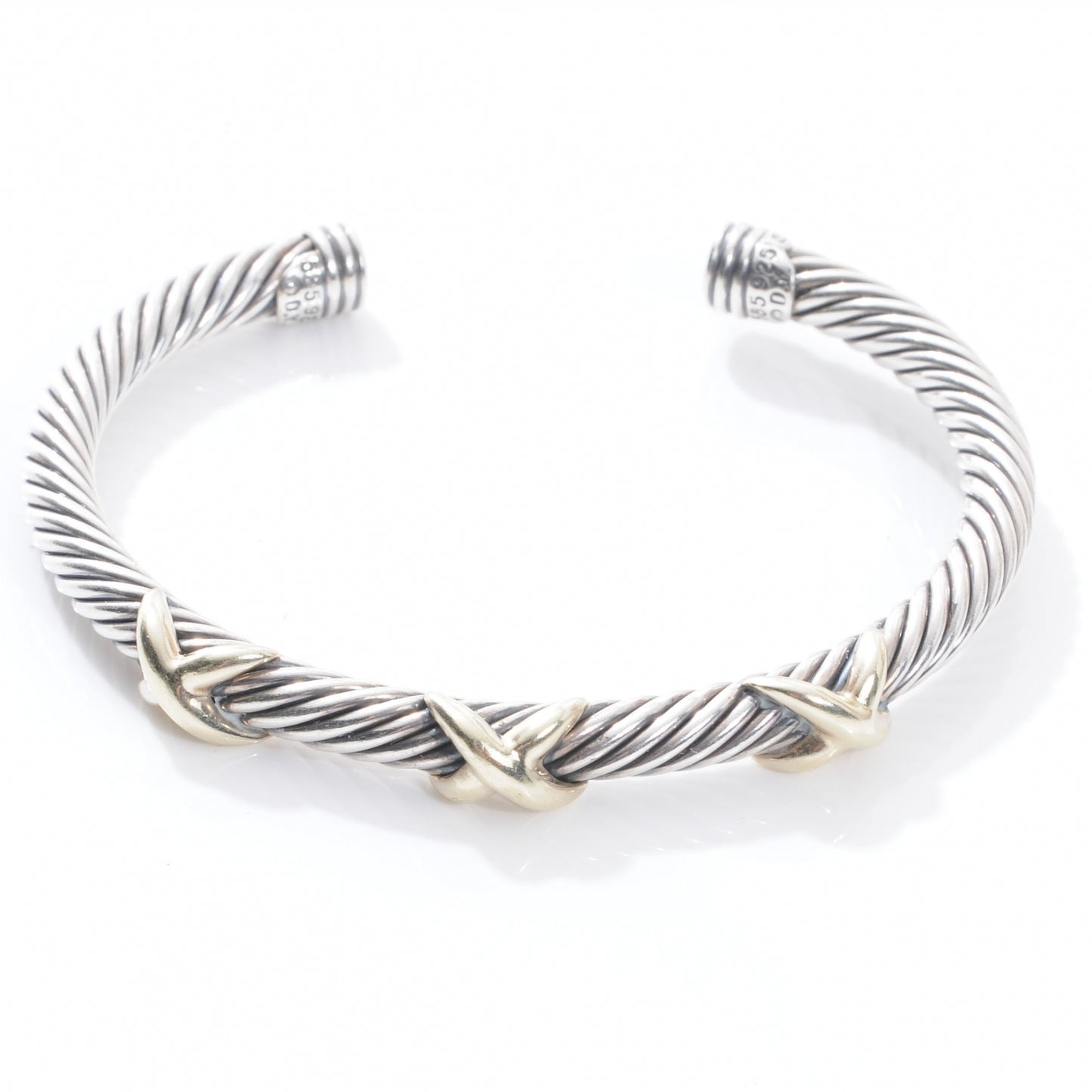 Sterling Silver and 18k Gold X Cable Cuff