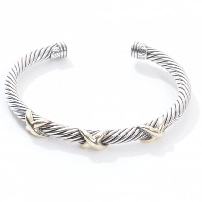 David Yurman Sterling Silver and 18k Gold X Cable Cuff 1 of 5
