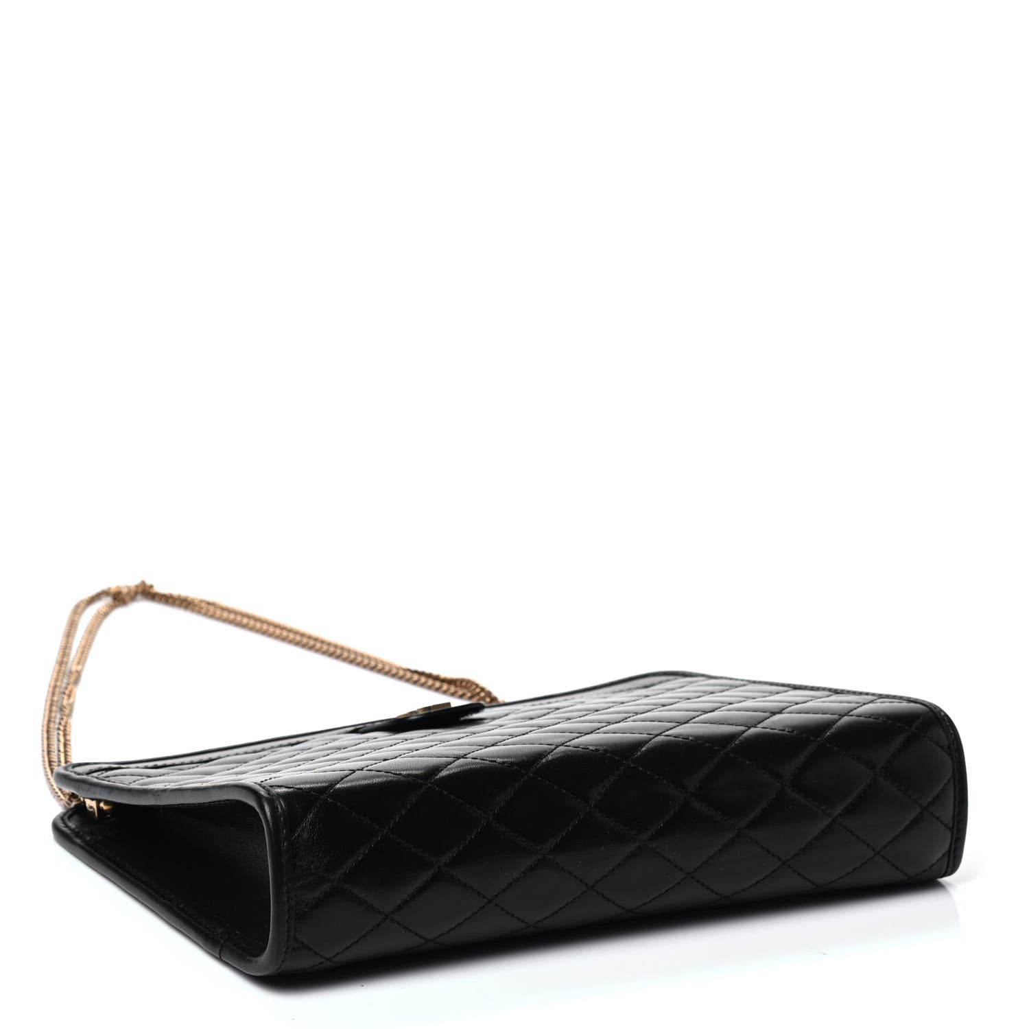 Saint Laurent Lambskin Quilted Monogram Baby Victoire Chain Clutch Bag Black 3 of 4