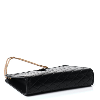 Saint Laurent Lambskin Quilted Monogram Baby Victoire Chain Clutch Bag Black 3 of 4