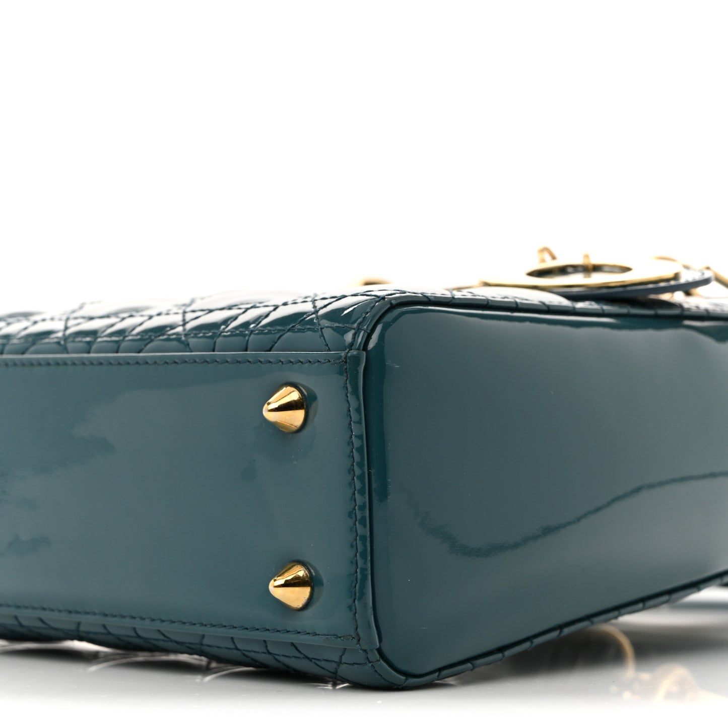 Patent Cannage Small Lady Dior Turquoise