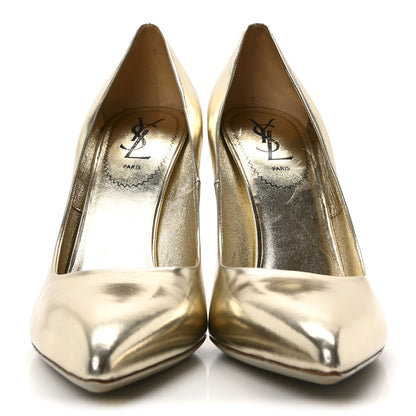Saint Laurent Metallic Calfskin Clara Pumps 40 Gold 3 of 8