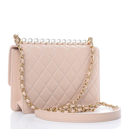 Chanel Lambskin Quilted Small Chic Pearls Flap Beige 3 of 11