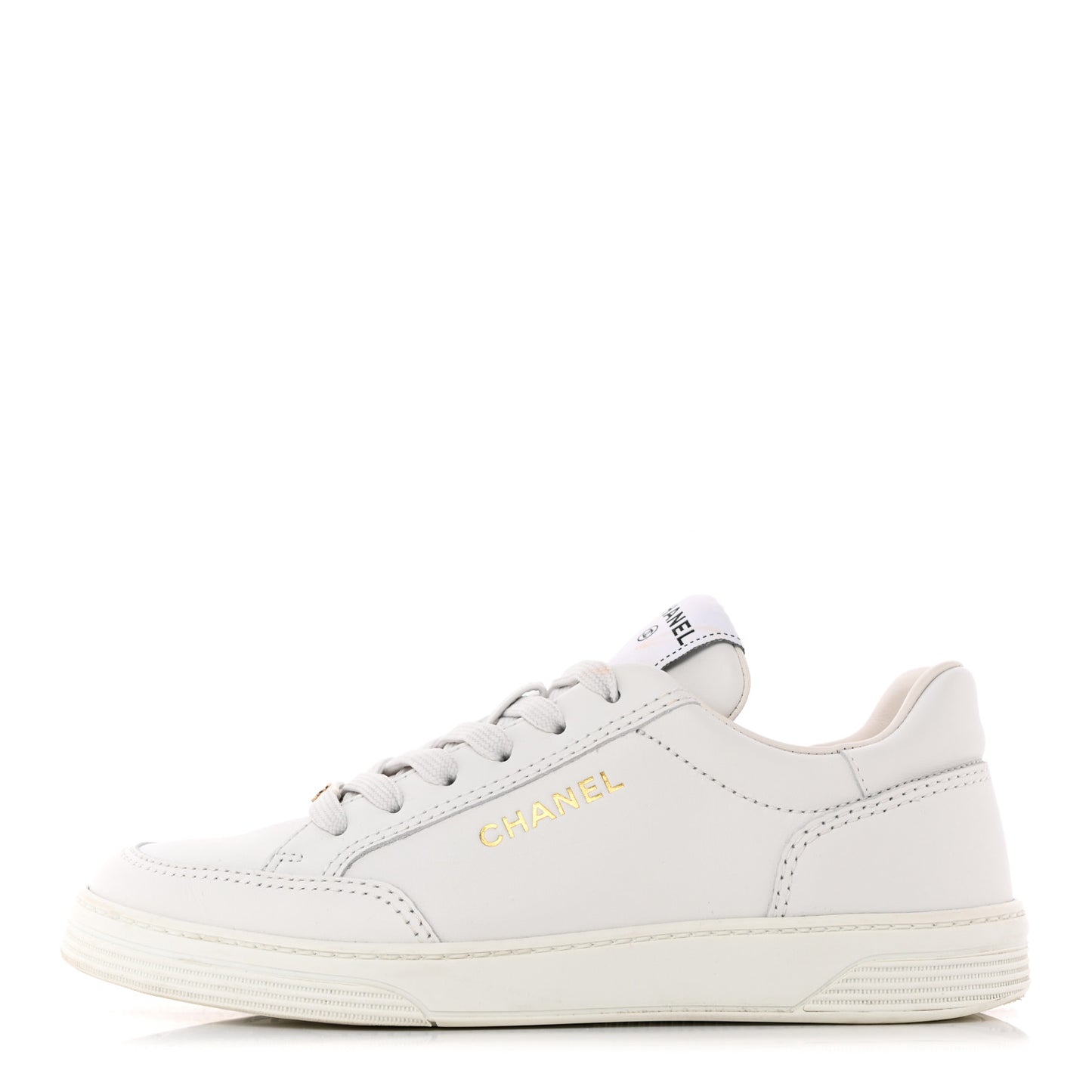 Calfskin Womens CC Logo Sneakers 37 White