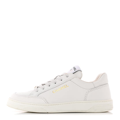 Chanel Calfskin Womens CC Logo Sneakers 37 White 1 of 16