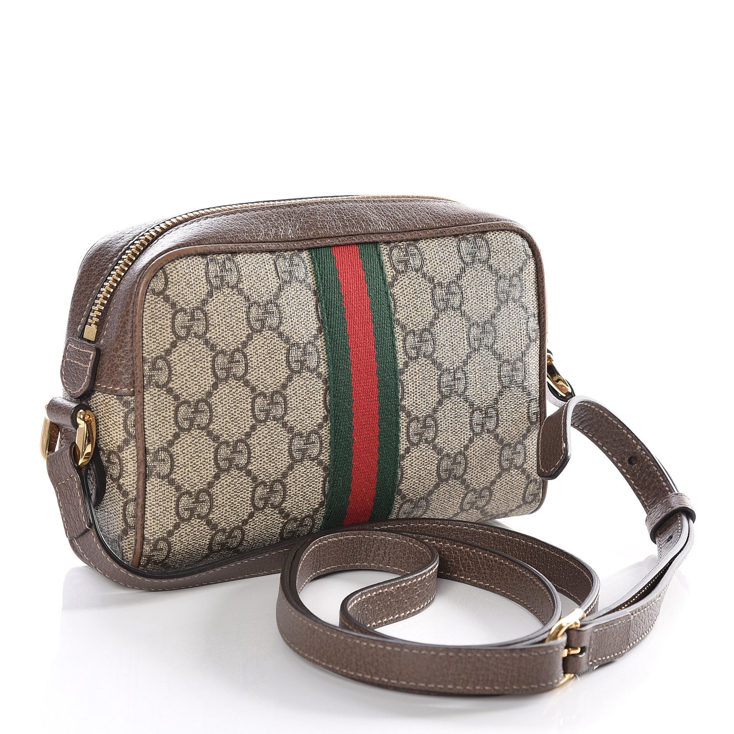 GG Supreme Monogram Web Mini Ophidia Shoulder Bag Brown