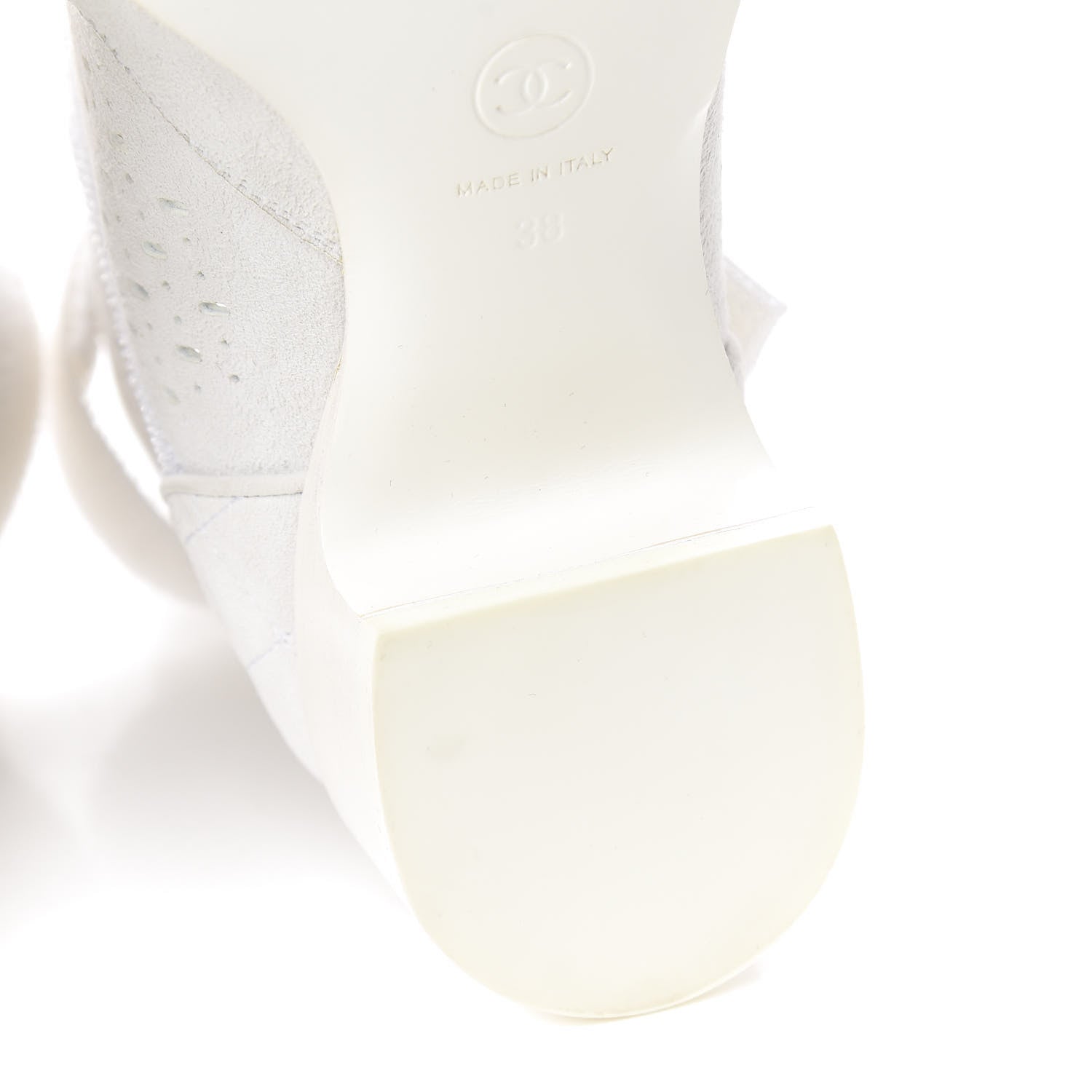 Chanel Suede Perforated Velcro Ankle Boots 38 White 9 of 10