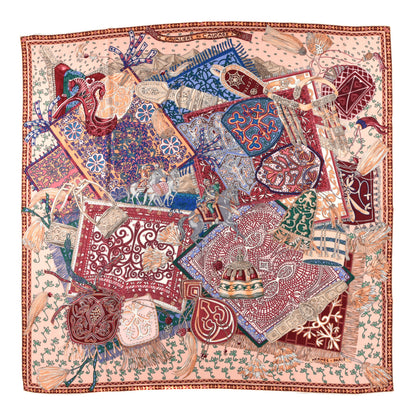 Hermes Cashmere Silk Cavaliers du Caucase Shawl 140 Rose Pale Bleu Framboise 1 of 3