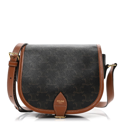Celine Triomphe Canvas Medium Folco Bag Tan 1 of 9