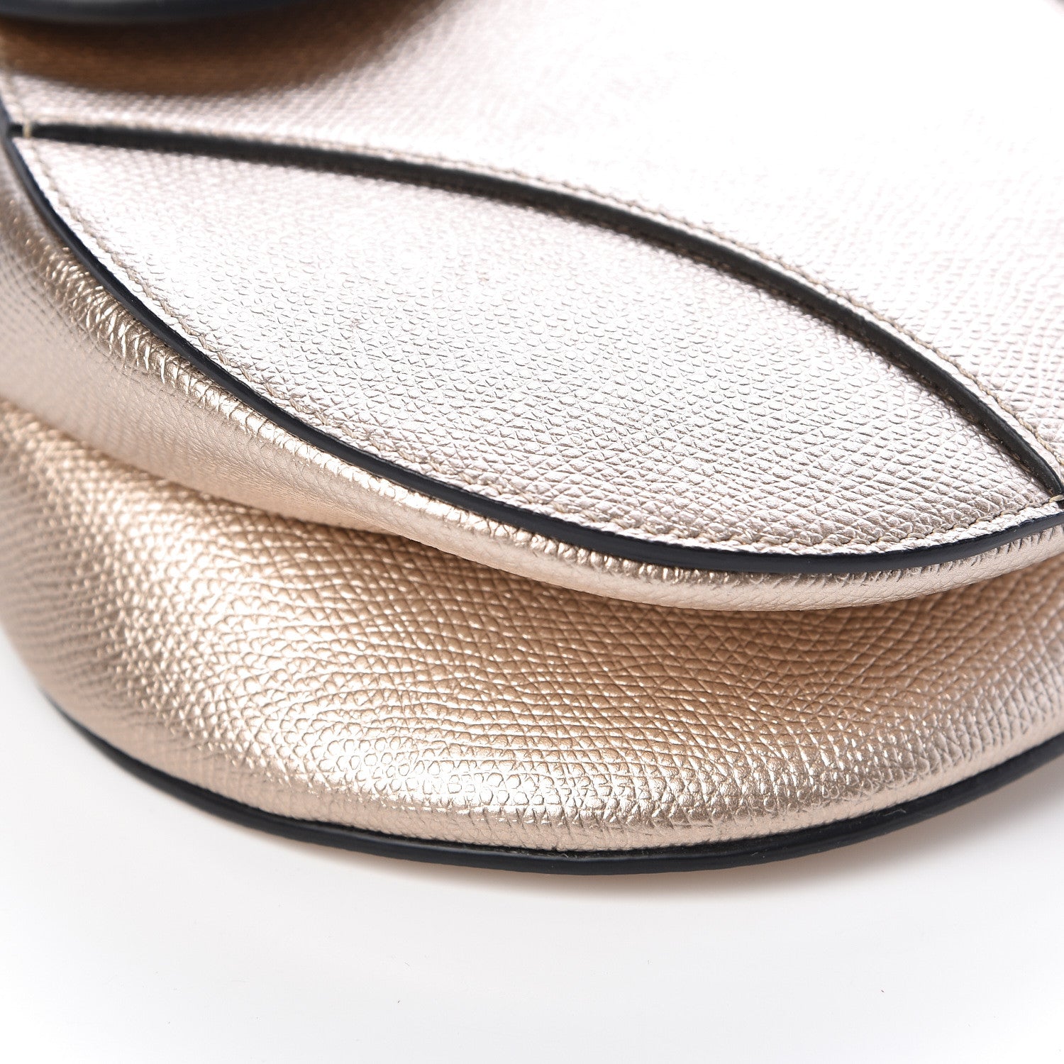 Christian Dior Metallic Grained Calfskin Saddle Bag Gold