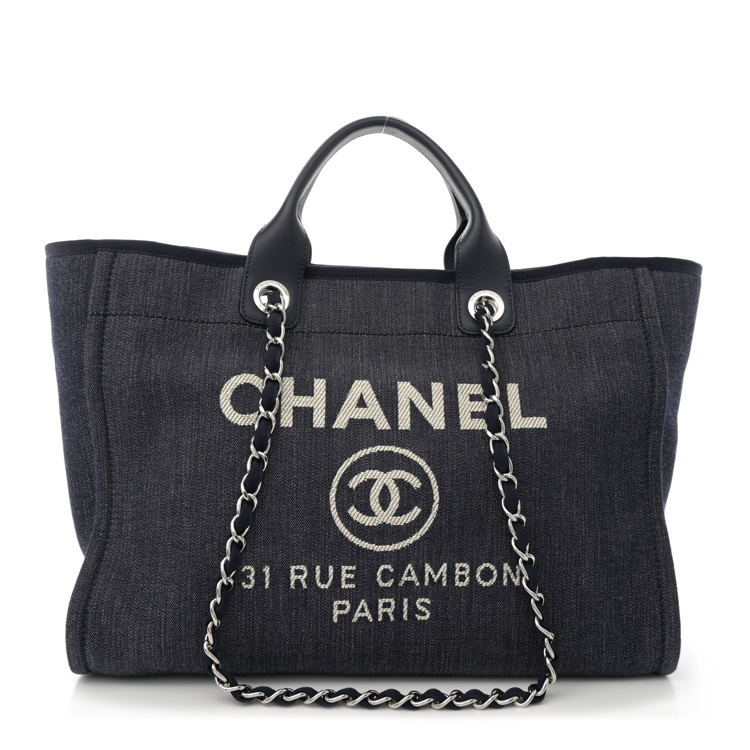 Chanel Denim Large Deauville Tote Dark Blue 1 of 11
