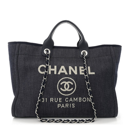 Chanel Denim Large Deauville Tote Dark Blue 1 of 11