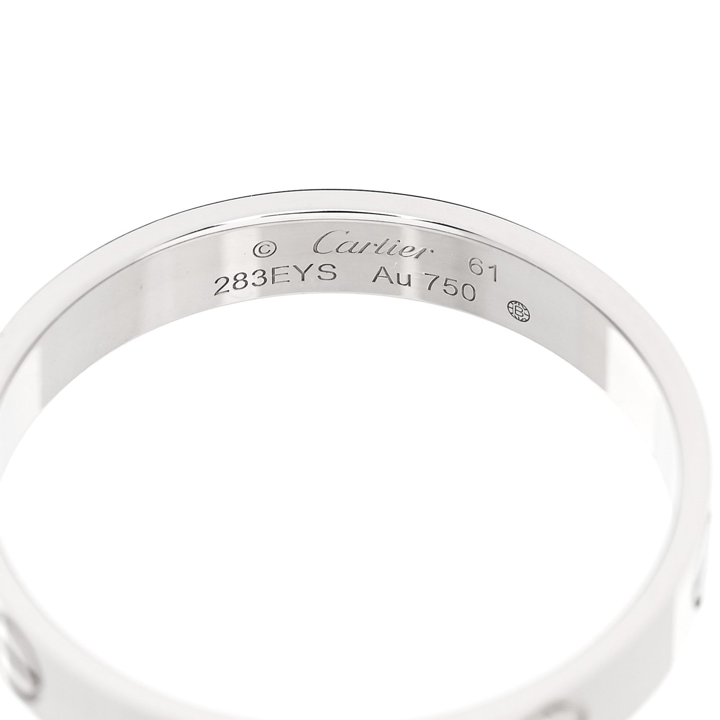18K White Gold 3.5mm LOVE Wedding Band Ring 61 9.5