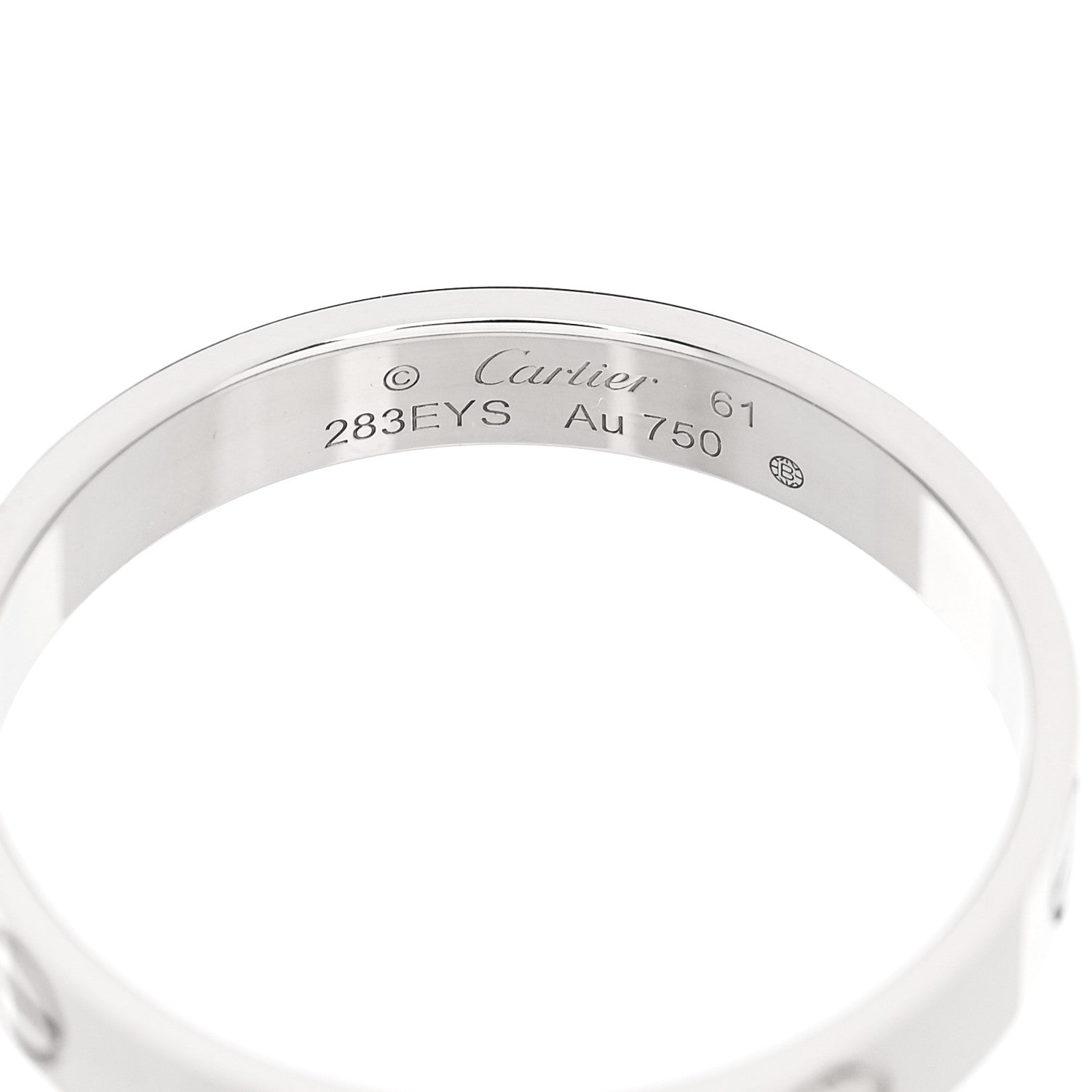 Cartier 18K White Gold 3.5mm LOVE Wedding Band Ring 61 9.5 4 of 5