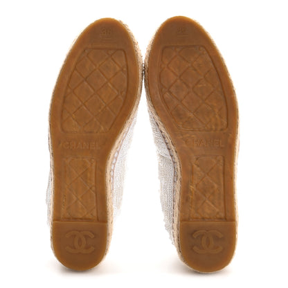 Chanel Patent Sequin CC Espadrilles 36 White 6 of 11