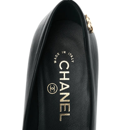 Chanel Lambskin Patent Calfskin Cap Toe CC Pumps 37 Black 7 of 8