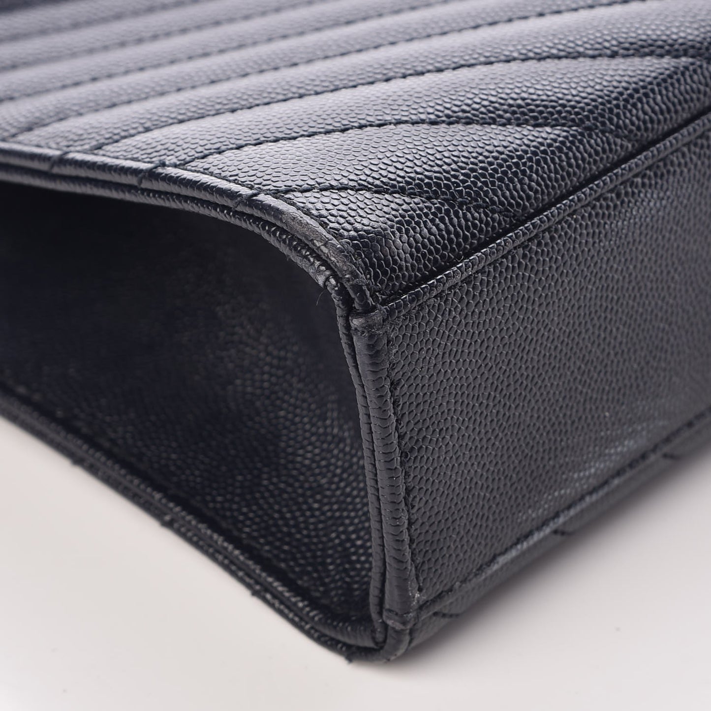 Grain De Poudre Matelasse Chevron Large Monogram Satchel Midnight Blue