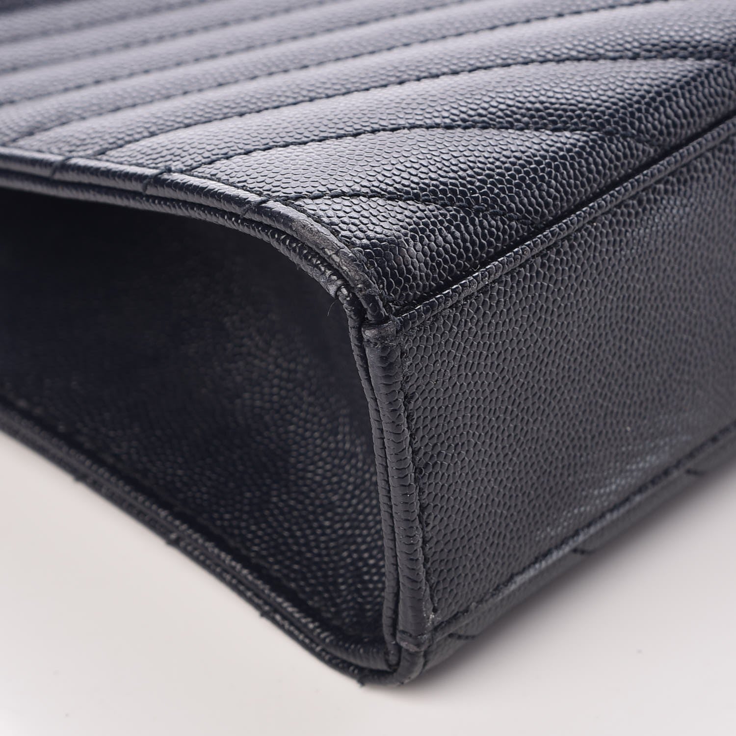 Saint Laurent Grain De Poudre Matelasse Chevron Large Monogram Satchel Midnight Blue 11 of 13