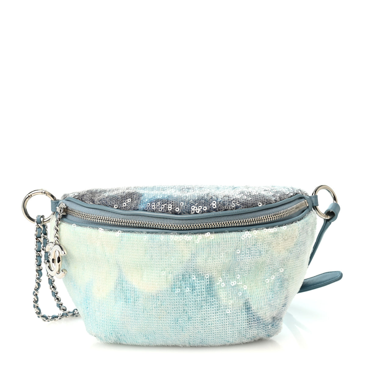 Chanel Sequin Waterfall Waist Bag Fanny Pack Light Blue 1 of 10