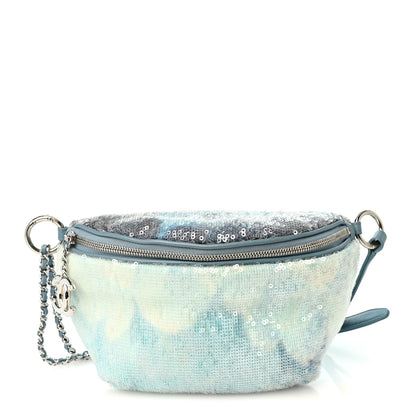 Chanel Sequin Waterfall Waist Bag Fanny Pack Light Blue 1 of 10