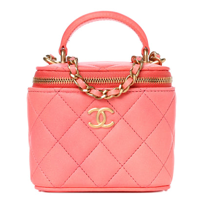 Chanel Lambskin Quilted Ombre Top Handle Mini Vanity Case With Chain Coral 1 of 11