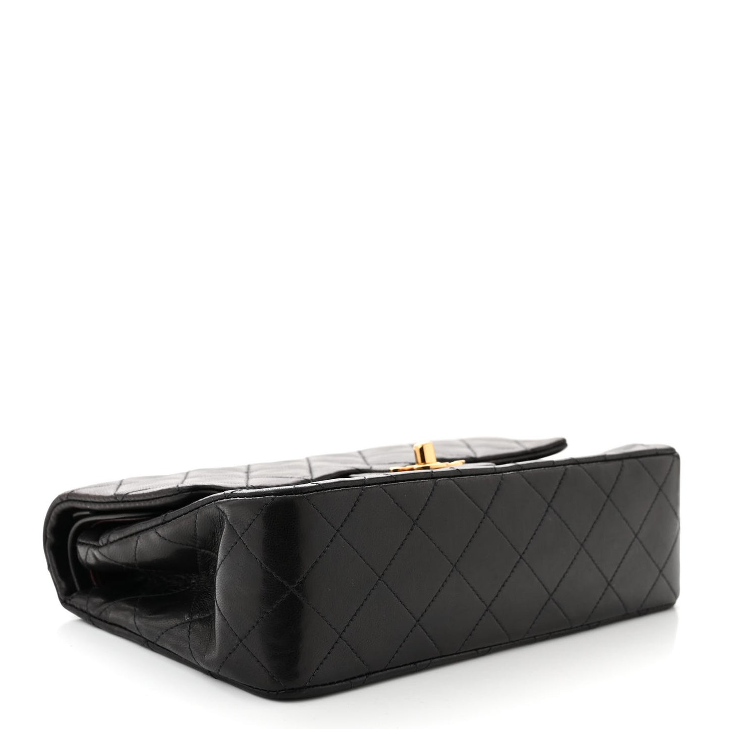 Lambskin Quilted Small Double Flap Black