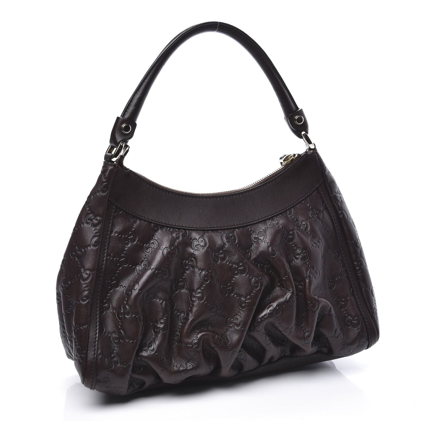 Guccissima Small D Gold Ring Shoulder Bag Chocolate Brown